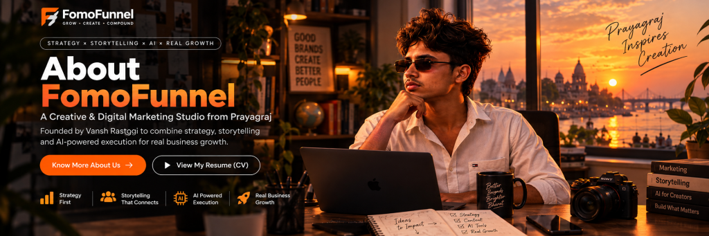 About FomoFunnel creative and digital marketing studio in Prayagraj led by Vansh Rastogi