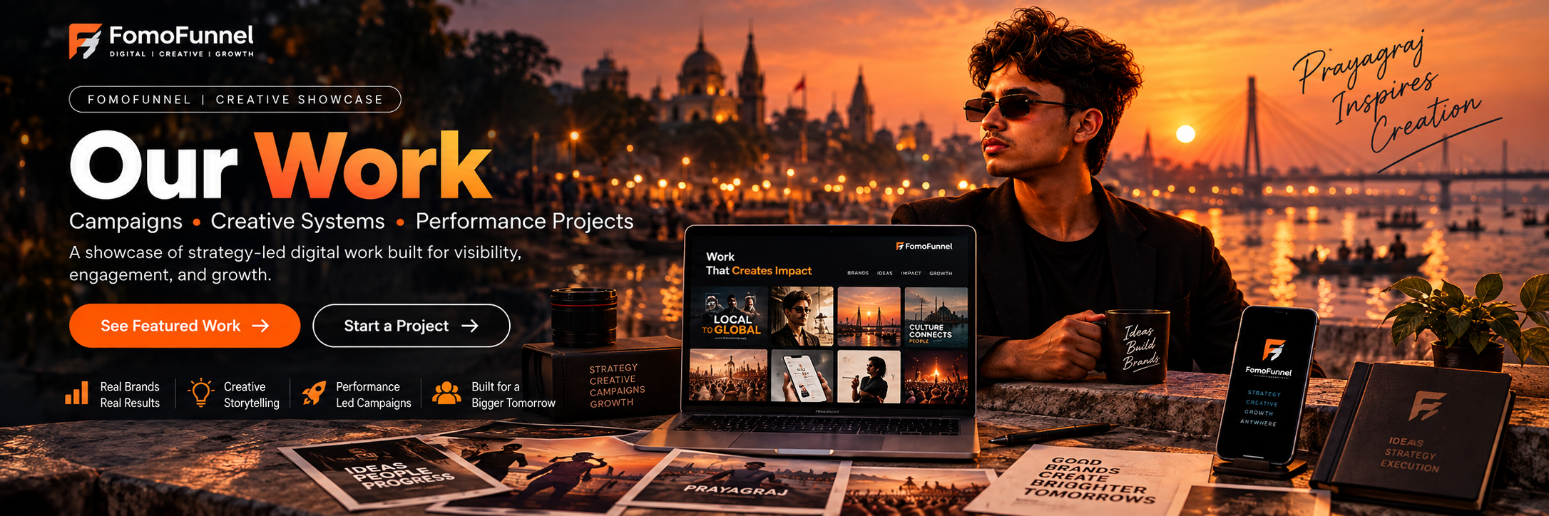 FomoFunnel creative portfolio and campaign work from Prayagraj
